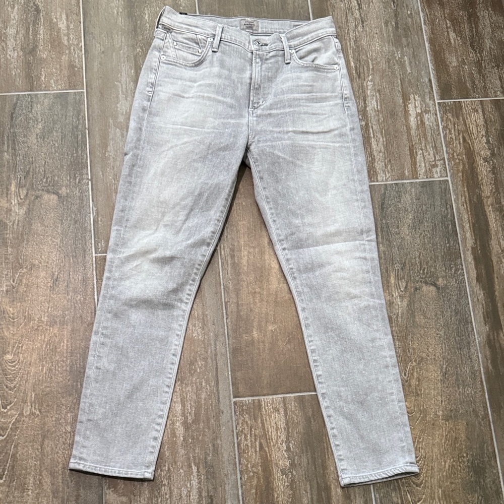 Citizens Of Humanity Rocket Crop High Rise skinny Jeans in Light Gray